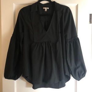 Amuse Society Black Long Balloon Sleeve Blouse